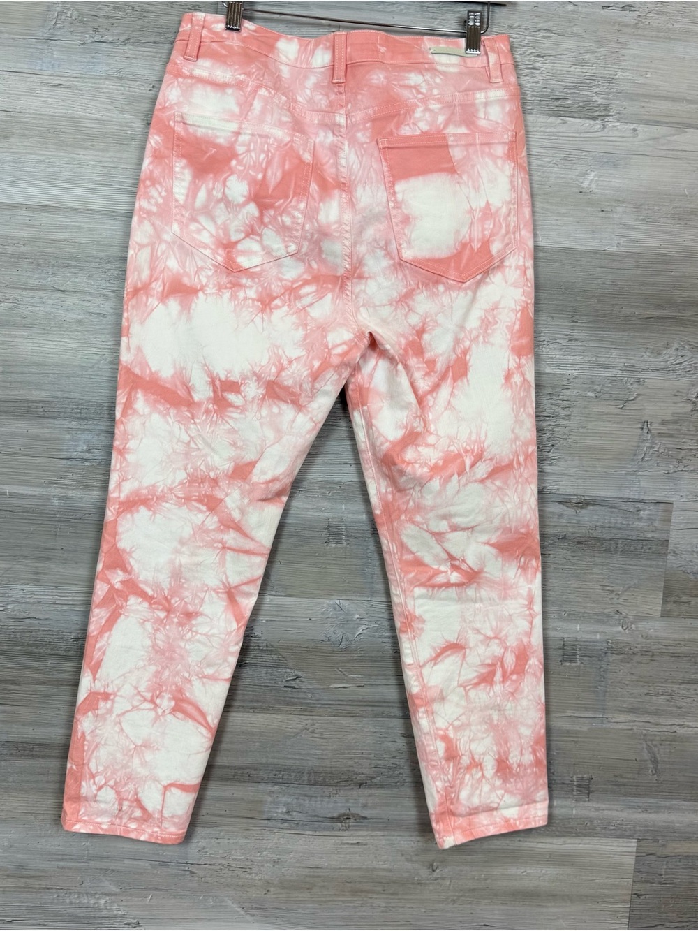 Soft Surroundings Tie Dye Ankle Jeans Pink White Size 12 Cropped Slim Stretch - Picture 3 of 7